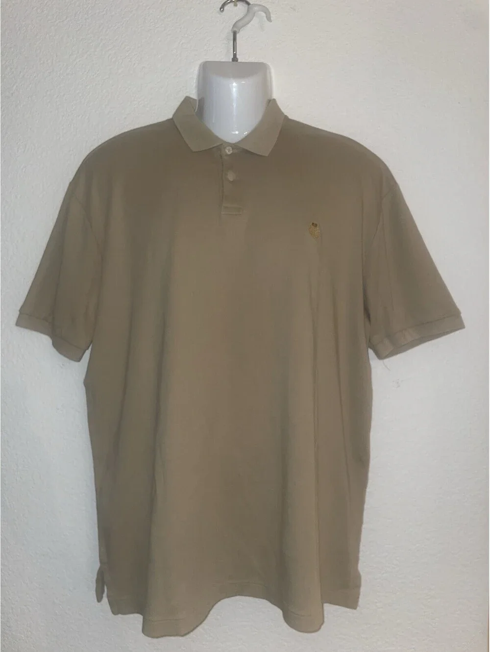 Vintage Lauren Ralph Lauren Polo Shirt Mens L Beige Brown Crest Logo Cotton